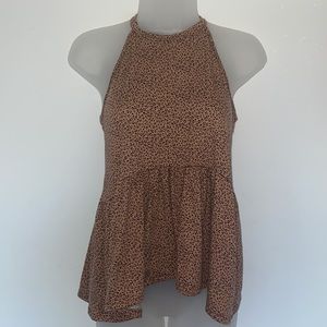 New DTLA Gaze Leopard Print Peplum:BabyDoll Tank Top